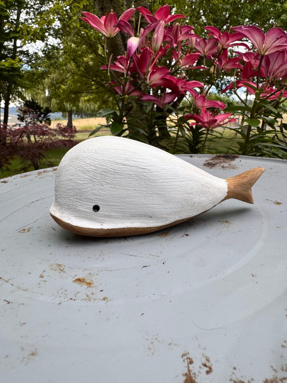 Rustic Mini White Whale Sitter Wood Home Decor Beach House FAST SHIP NEW